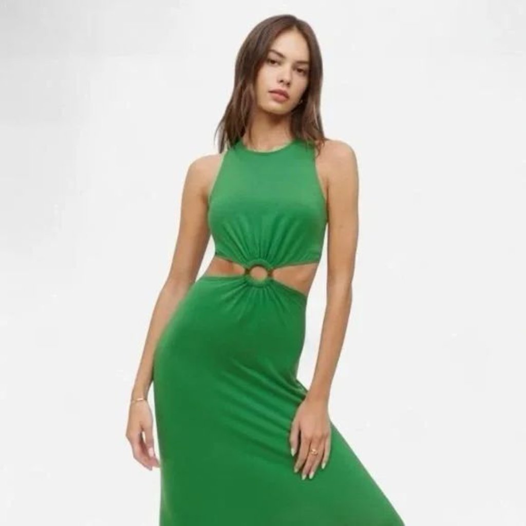 Reformation Crew Knit Dress Kelly Green